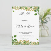 Invitation Mariage de feuillage d'or végétal (Debout devant)