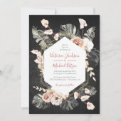 Invitation Mariage de feuillage en terre cuite et vert tropic (Devant)