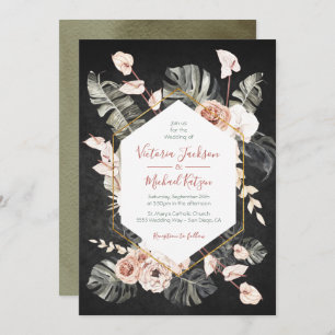 Invitation Mariage de feuillage en terre cuite et vert tropic
