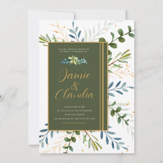 Invitation mariage de feuillage Eucalyptus (Devant)