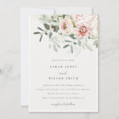 Invitation Mariage de feuillage Eucalyptus Pink (Devant)