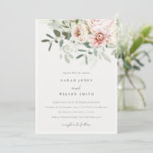 Invitation Mariage de feuillage Eucalyptus Pink (Debout devant)