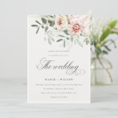 Invitation Mariage de feuillage Eucalyptus Pink (Debout devant)