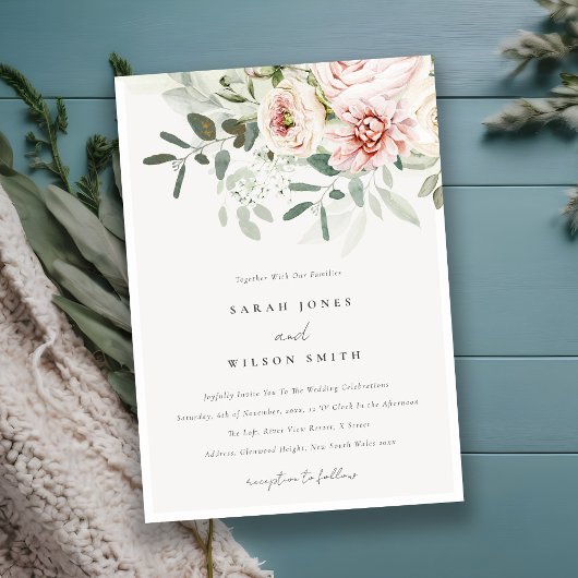 Invitation Mariage de feuillage Eucalyptus Pink