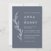 Invitation Mariage de feuillage gris blanc moderne (Devant)