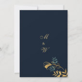 Invitation Mariage de feuillage gris bleu marine (Dos)