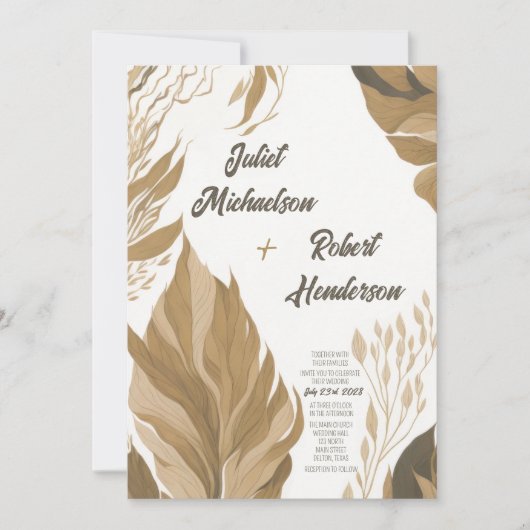 Invitation Mariage de feuillage moderne Boho Earth (Devant)