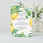 Invitation Mariage de feuillage moderne citron fleuri (Debout devant)