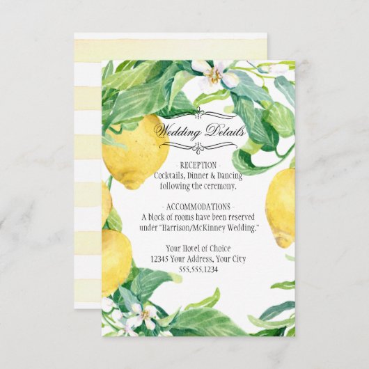 Invitation Mariage de feuillage moderne citron fleuri (Devant / Derrière)