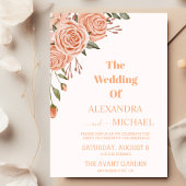 Invitation Mariage de feuillage moderne Peach Fuzz