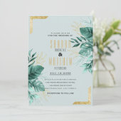 Invitation Mariage de feuillage parties scintillant vert ment (Debout devant)