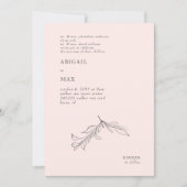 Invitation Mariage de feuillage rose et gris moderne (Devant)
