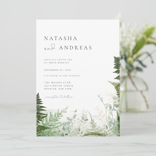 Invitation Mariage de feuillage sauvage (Debout devant)