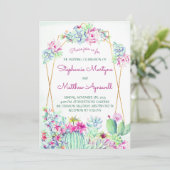 Invitation Mariage de feuillage Succulent de Cactus géométriq (Debout devant)