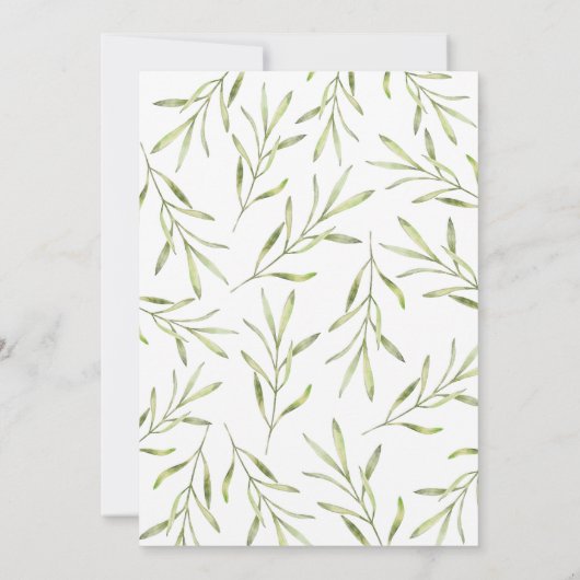 Invitation Mariage de feuillage vert et blanc simple (Dos)
