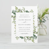 Invitation Mariage de feuillage vert Eucalyptus (Debout devant)