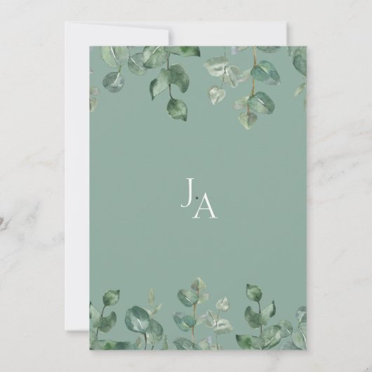 Invitation Mariage de feuillage vert Feuille Sage Eucalyptus (Dos)