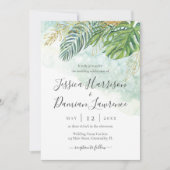 Invitation Mariage de feuillage vert Feuille Tropical (Devant)