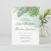 Invitation Mariage de feuillage vert Feuille Tropical (Debout devant)
