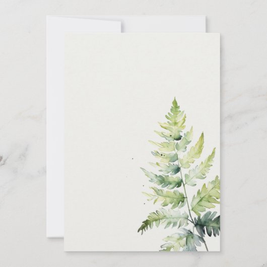 Invitation Mariage de feuillage vert minimal à l'eau (Dos)