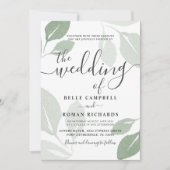 Invitation Mariage de feuillage vert Sage moderne (Devant)