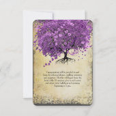 Invitation Mariage de feuille d'arbre de coeur violet radiant (Dos)