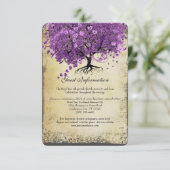 Invitation Mariage de feuille d'arbre de coeur violet radiant (Debout devant)