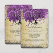 Invitation Mariage de feuille d'arbre de coeur violet radiant (Devant / Derrière)