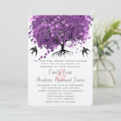 Invitation Mariage de feuille d'arbre de coeur violet radiant (Debout devant)