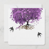 Invitation Mariage de feuille d'arbre de coeur violet radiant (Dos)