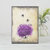 Invitation Mariage de feuille d'arbre de coeur violet radiant (Debout devant)
