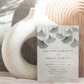 Invitation Mariage de feuille de Ginkgo vert Sage rustique