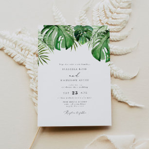 Invitation MARIAGE de feuille de palme CORA Tropical Watercol