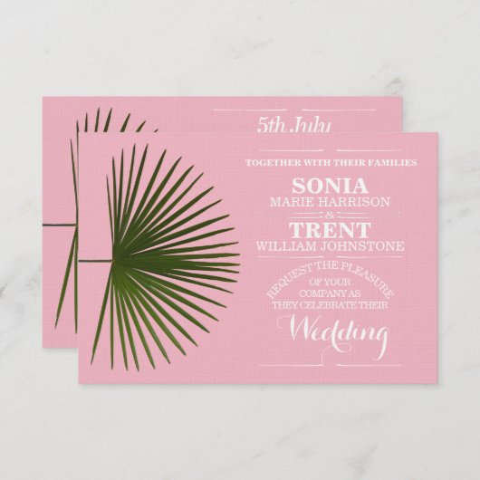 Invitation Mariage de feuille de palme frond Tropical (Devant / Derrière)