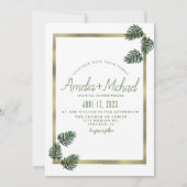 Invitation Mariage de feuille de palmier de papier d'aluminiu (Devant)