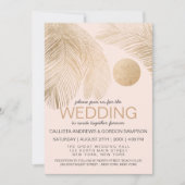 Invitation Mariage de feuille de palmier rose or moderne (Devant)