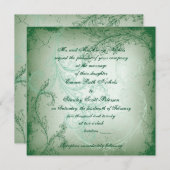 Invitation mariage de feuille de parchemin vert vintage (Devant / Derrière)