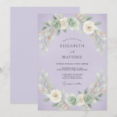 Invitation Mariage de feuille de succulent violet (Devant / Derrière)
