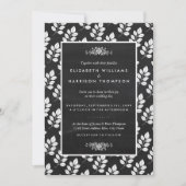 Invitation Mariage de feuille florale de tableau noir (Devant)