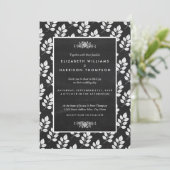 Invitation Mariage de feuille florale de tableau noir (Debout devant)