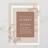 Invitation Mariage de feuille Mocha Botanique (Devant / Derrière)