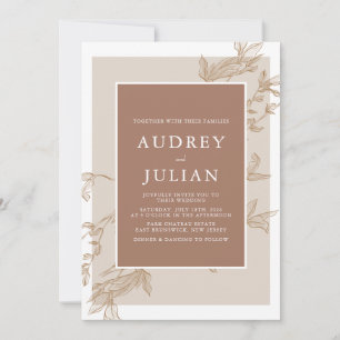 Invitation Mariage de feuille Mocha Botanique