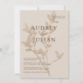 Invitation Mariage de feuille Mocha Botanique (Devant)