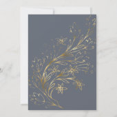 Invitation Mariage DE FEUILLES BLEUSES D'OR DE LA MARINE (Dos)