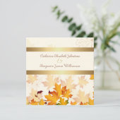 Invitation Mariage de feuilles d'automne d'or (Debout devant)
