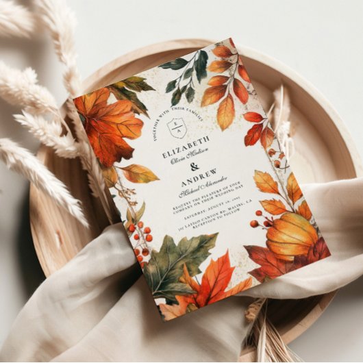 Invitation Mariage de feuilles d'automne en gras