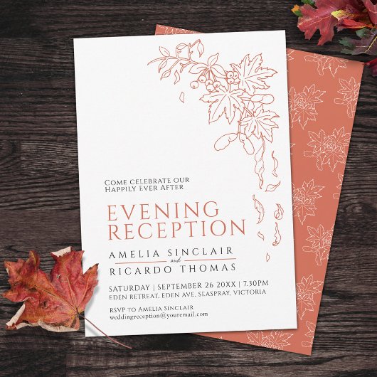 Invitation Mariage de feuilles d'automne réception orange brû