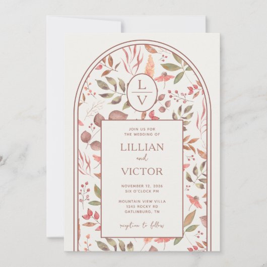 Invitation Mariage de feuilles de chute molle (Devant)