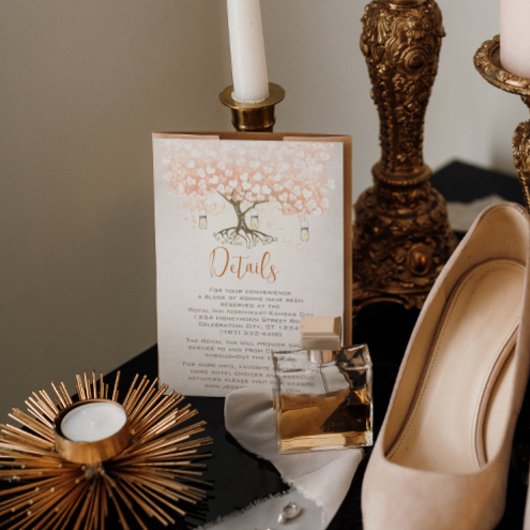 Invitation Mariage de feuilles de coeur de corail clair invit