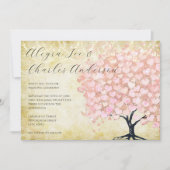 Invitation Mariage de feuilles de coeur rose enchantée Fairyt (Devant)
